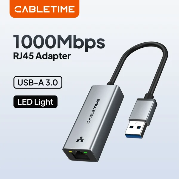 CABLETIME CB50G USB A 3.0 to 1000Mbps RJ45 Gigabit Ethernet Adapter