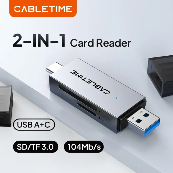 CABLETIME CD40G USB C+A Portable High Speed Card Reader