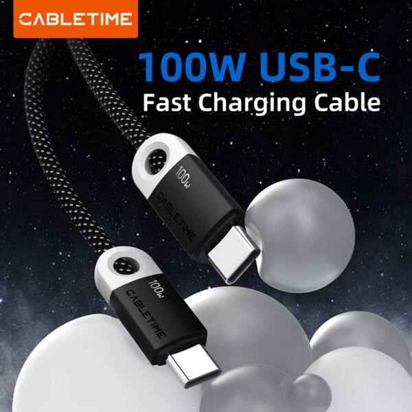 CABLETIME CUP1 100W USB C to USB C Fast Charging Braided Cable
