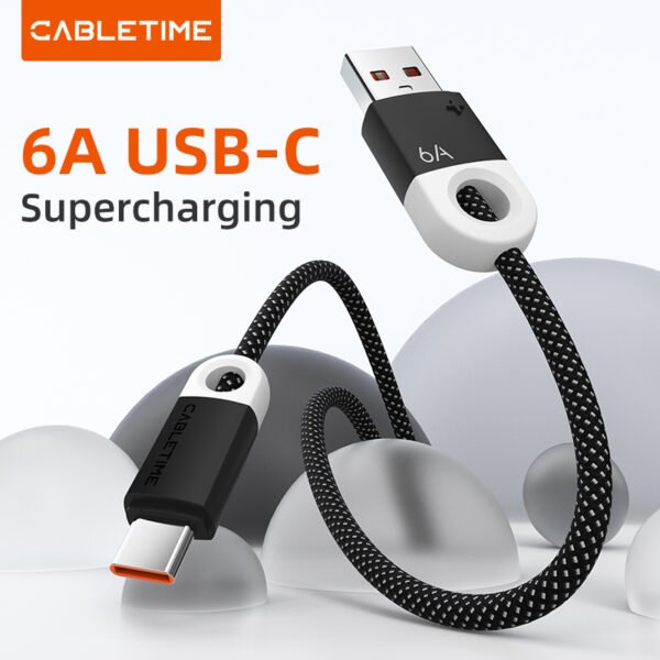 CABLETIME CAP1 6A USB A to USB C Fast Charging Braided Cable