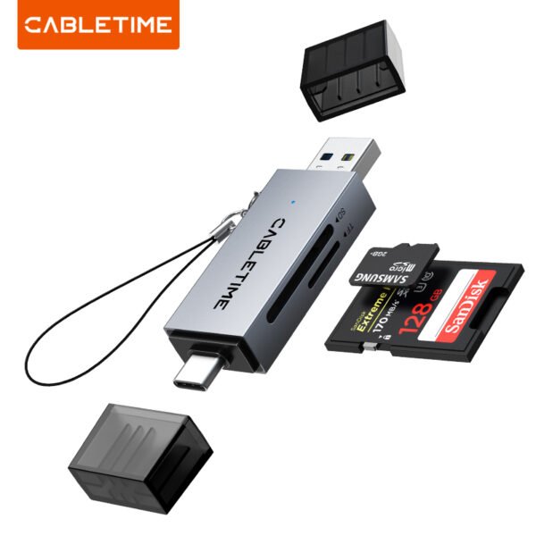 CABLETIME CD40G High Speed USB C and USB A to SD Card Reader