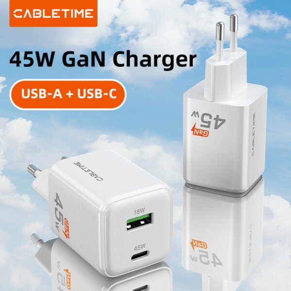 CABLETIME GaN 45W Ultra-Fast Dual Ports Wall Charger