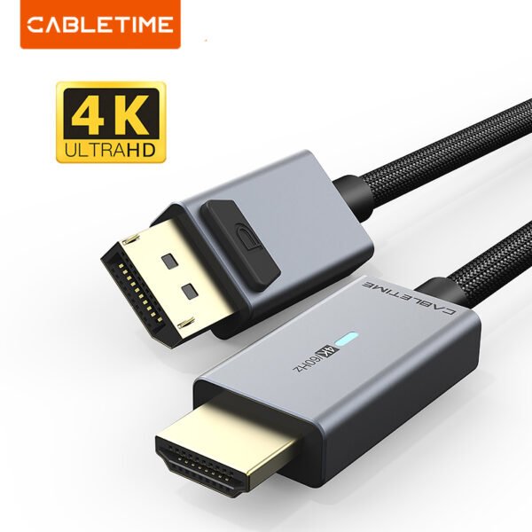 CABLETIME CD30K DisplayPort 1.2 4K 60Hz Gold Plated Cable