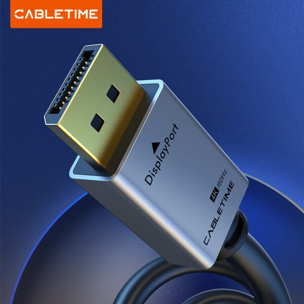 CABLETIME CD20 DisplayPort 1.2 4K 60Hz Gold Plated Cable (1m-5m)
