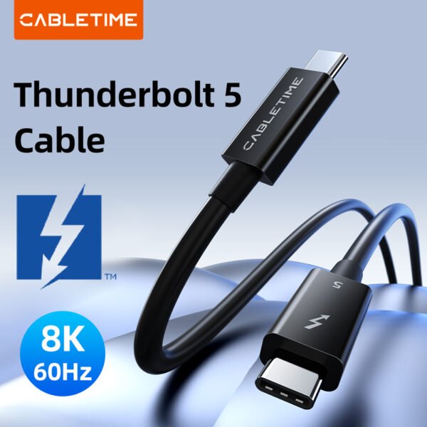 CABLETIME CT50G Thunderbolt 5 240W 120Gbps 8K Intel Certified Cable