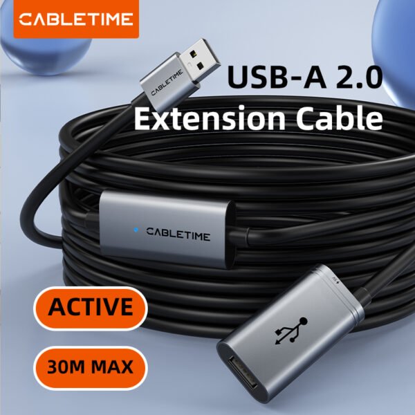 CABLETIME CA19 USB A 2.0 Male to Female Extension Cable (5M-10M Active)