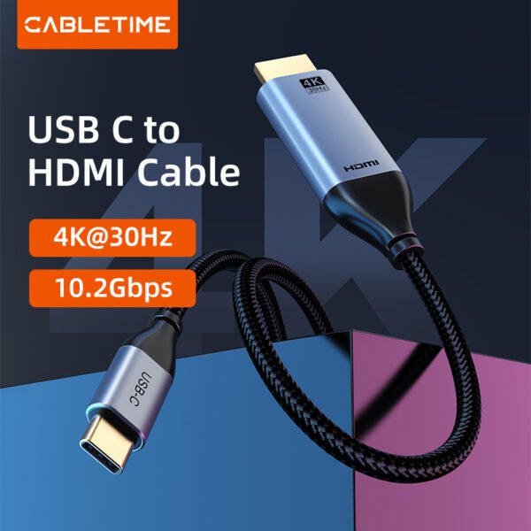 CABLETIME CC12N USB Type C to HDMI 4K 30Hz Cable