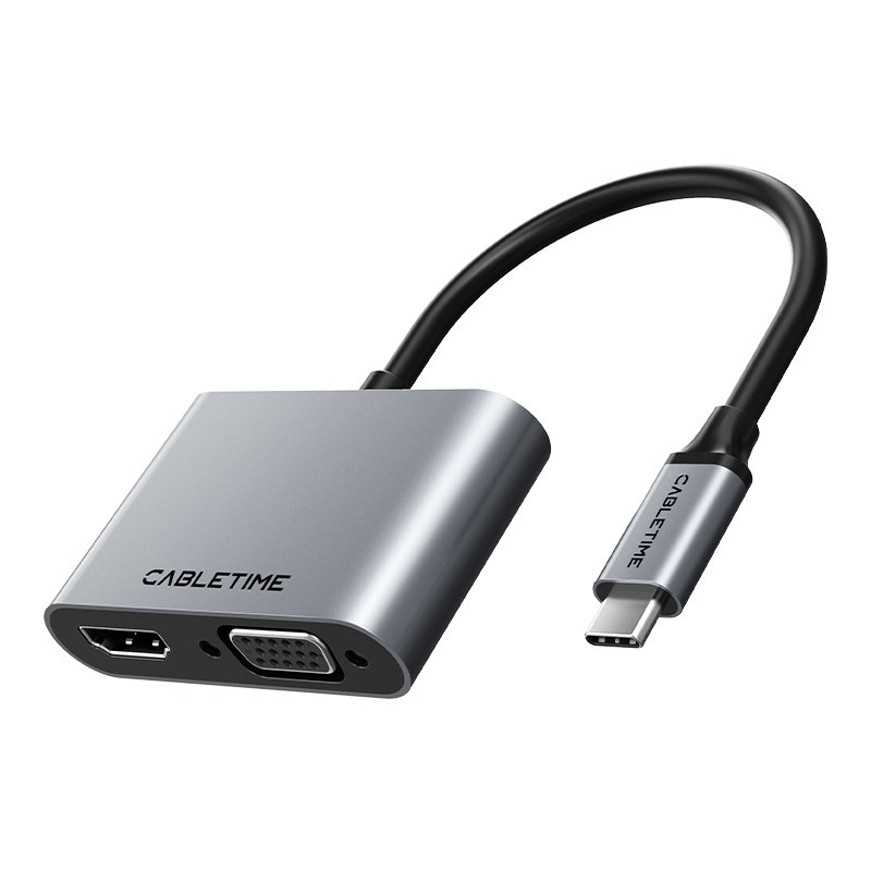 CABLETIME CB41G 4-in-1 USB C to 4K HDMI VGA PD Adapter Hub - Image 2