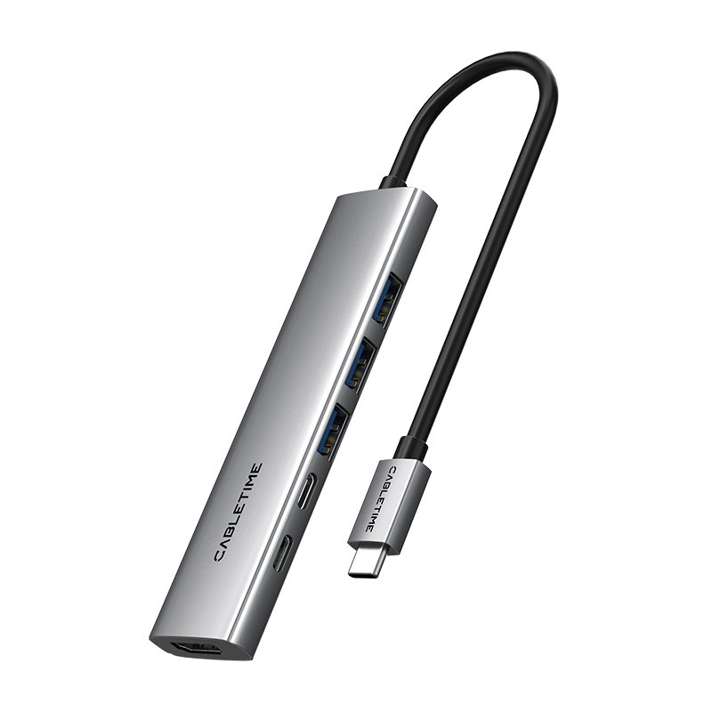 CABLETIME HB01G 6-in-1 4K 60Hz 100W USB C Ultra Slim Series Hub - Image 2