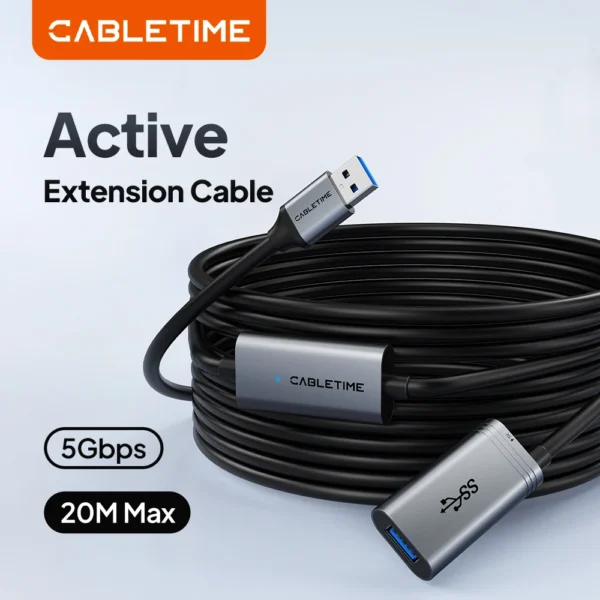 CABLETIME CA18 USB A 3.0 Male to Female Active Extension Cable