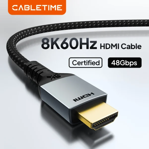 CABLETIME CH11 HDMI 2.1 8K 60Hz Gold Plated Braided Cable