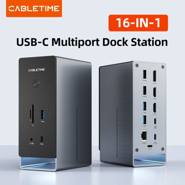 CABLETIME CB18G 16-IN-1 4K USB C Multiport MST Docking Station