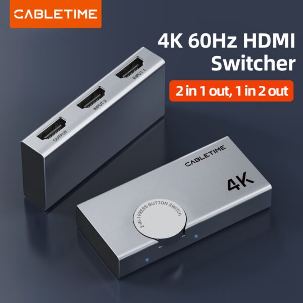 CABLETIME CP37G 2-in-1 HDMI 2.0 4K 60Hz Bi-Direction Switcher