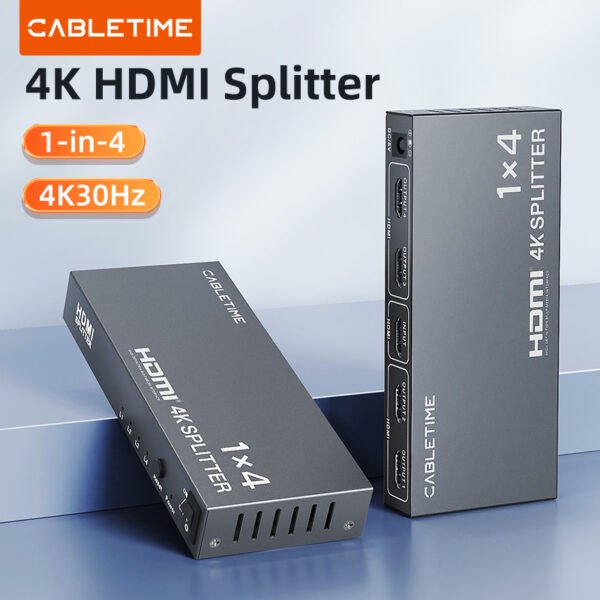CABLETIME CP38G 1x4 HDMI 4K 30Hz Multiple Monitors Splitter
