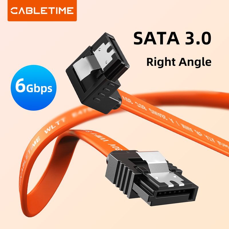 CABLETIME CAS2E SATA 3.0 6Gbps HDD SSD Right Angle Cable