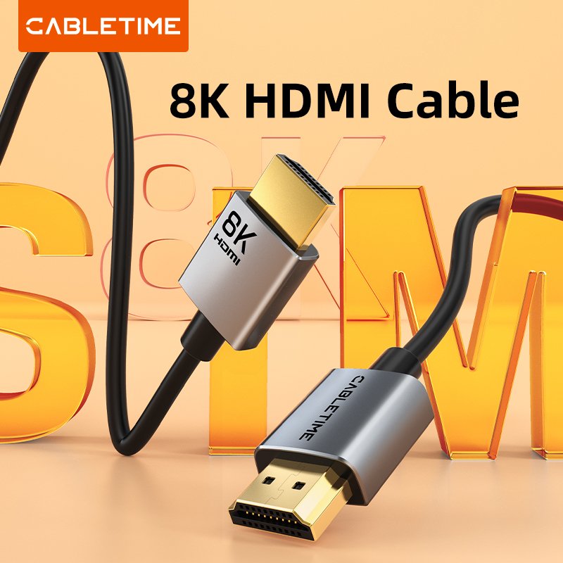 CABLETIME CH14 Ultra Slim HDMI 2.1 8K 60Hz Gold Plated Cable